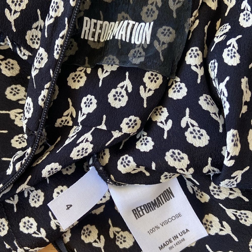 Reformation Romper Black White Viscose NWOT Sz 4 - Picture 7 of 7